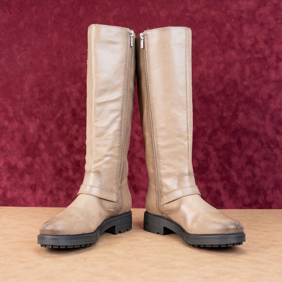 Lucky Brand Women Citere Stone Leather Zip Riding Moto Tall Boots 8US EUR 39 - Picture 2 of 10